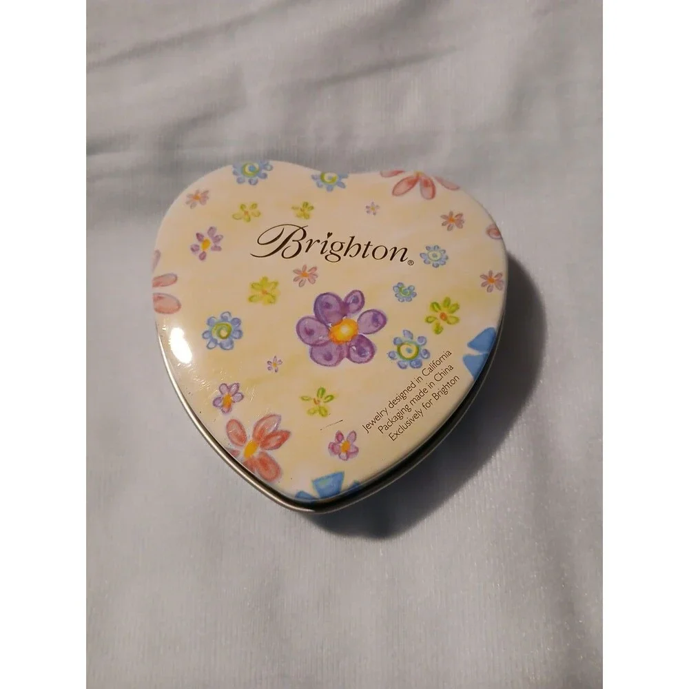 Empty Brighton Metal Tin Heart Shaped Jewelry Box Beautiful Very Good Condition